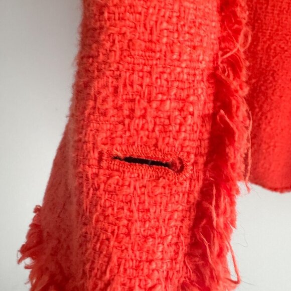 Zara Bright Coral Orange Tweed Blazer XS - Picture 7 of 7